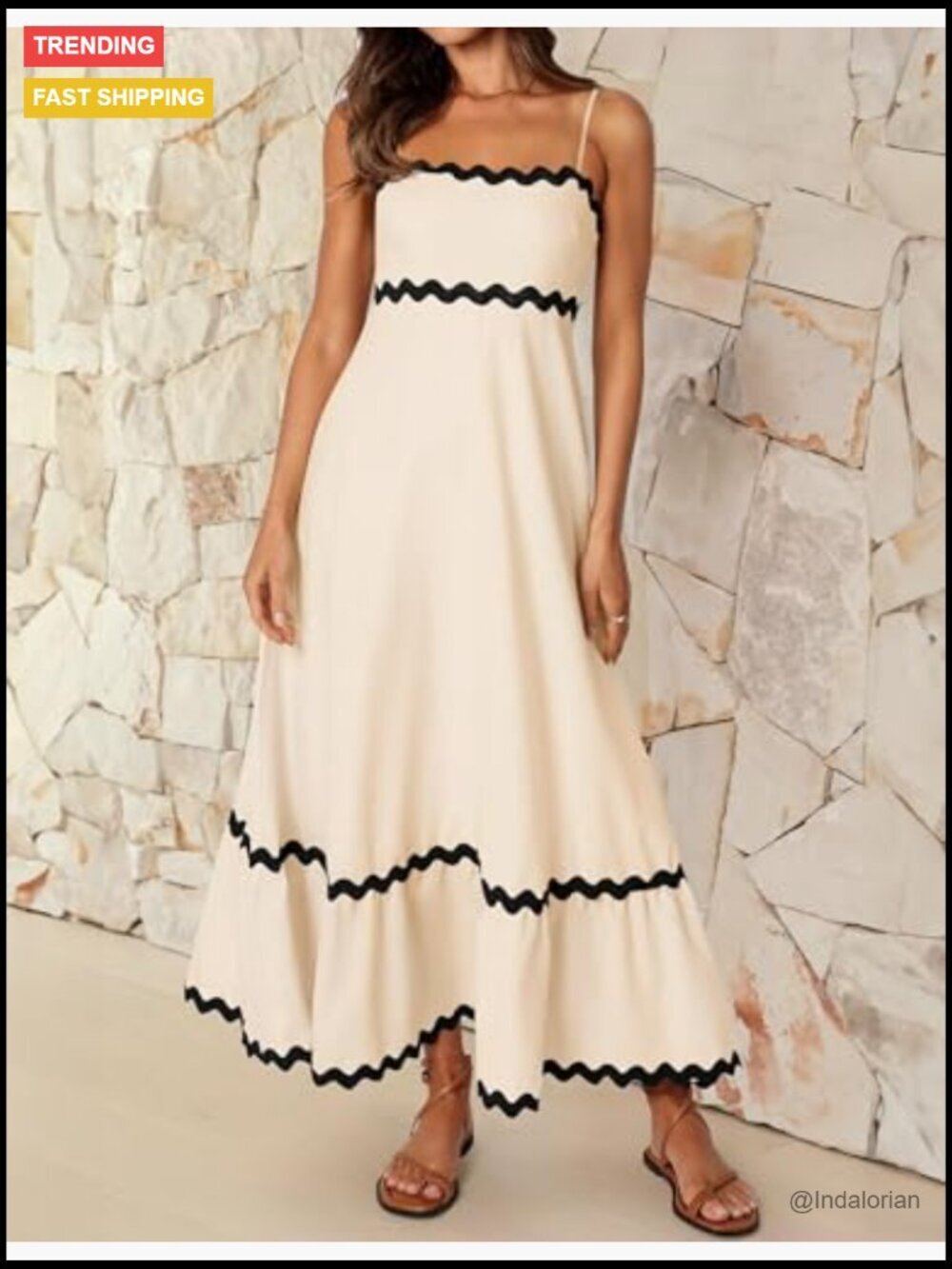 Spaghetti Strap Sleeveless Backless Sundress Flowy Smocked A Line Midi Dress - Picture 4 of 7